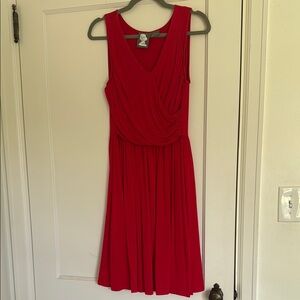 Red V-Neck Sleeveless Sundress